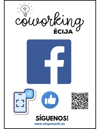 Placa NFC para aumentar seguidores en Facebook, tamaño A5