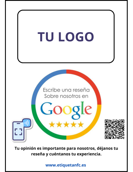 Letrero ncf de reseñas google para pared