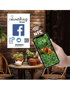 Placa NFC para aumentar seguidores en Facebook, tamaño A5