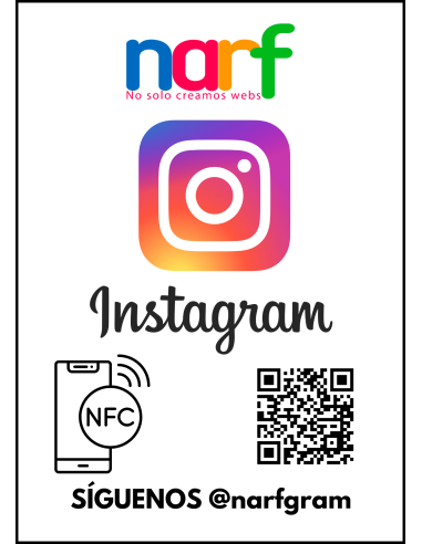 Placa NFC para aumentar seguidores en Instagram, tamaño A5