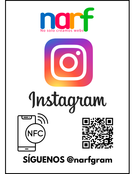 Placa NFC para aumentar seguidores en Instagram, tamaño A5